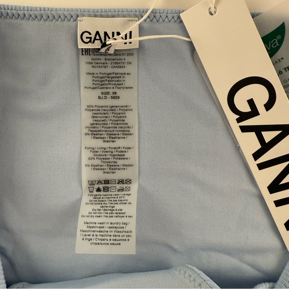 GANNI Ribbed Bikini Bottoms Light Blue Size 38 (US M/6) NWT - Picture 6 of 6